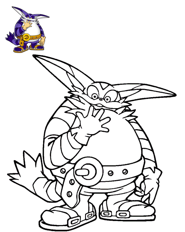 Coloriage Big le Chat Violet Sonic - Sonic à imprimer